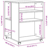 Side Table with Wheels Old Wood 55x60x78 cm Engineered Wood 853162