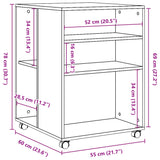 ZNTS Side Table with Wheels White 55x60x78 cm Engineered Wood 853155