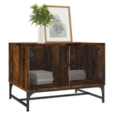 Coffee Table with Glass Doors Smoked Oak 68.5x50x50 cm 836543