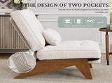 GOMYWAY Accent Chair with Integrated Foldable Ottoman Adjustable Backrest,Stripe Living Room Chair W2678P478610