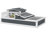 Tortoise House 3-Room with 2 Stories, Ladder, Balcony, Tray, Openable Roof, 59H x 112L x 65Wcm, Grey T3398P349998