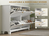 Narrow Shoe Storage Cabinet, Slim Shoe Cabinet with 4 Flip Drawers, Adjustable Shelves for 16 Pairs T3398P377998