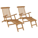 ZNTS Deck Chairs with Footrests 2 pcs Solid Teak Wood 3073291