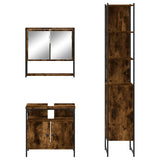 3 Piece Bathroom Furniture Set Smoked Oak Engineered Wood 3214677