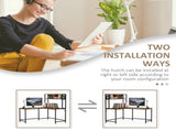 L Shaped Desk with Book Shelf, Industrial Corner Computer Desk, Writing Table with Steel Frame for T3398P329540
