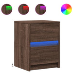 ZNTS Bedside Cabinet with LED Lights Brown Oak Engineered Wood 852045