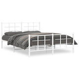 Metal Bed Frame without Mattress with Footboard White 150x200cm 355630