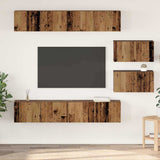 TV Cabinet Set Wall-mounted 6 pcs Old Wood Engineered Wood 3393159