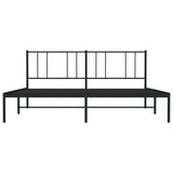Metal Bed Frame without Mattress with Headboard Black 200x200cm 352487