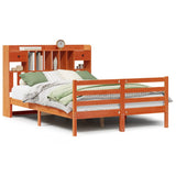 Bookcase Bed without Mattress Wax Brown 160x200cm Solid Wood Pine 3321958