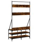 Clothes Rack with Shoe Storage Smoked Oak 100x40x184 cm 837849