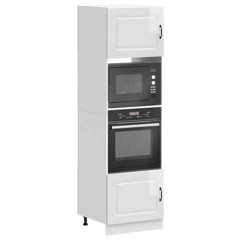 Oven Cabinets 2 pcs Kalmar Gloss White Engineered Wood 3315033