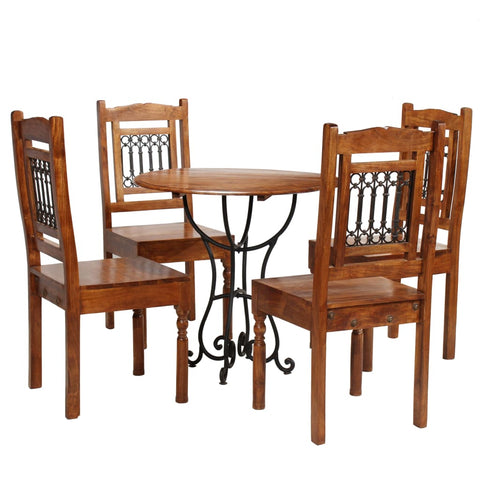 ZNTS Dining Table Set 5 Pieces Solid Acacia Wood 275336