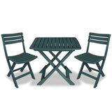 3 Piece Folding Bistro Set Plastic Green 43582
