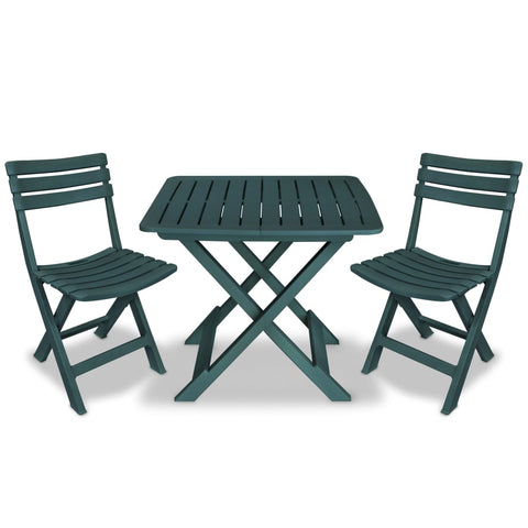 3 Piece Folding Bistro Set Plastic Green 43582
