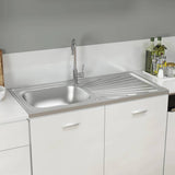 Kitchen Sink with Drainer Set Silver 1000x500x155 mm Stainless Steel 147236