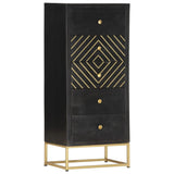 Drawer Cabinet Black and Gold 45x30x105 cm Solid Mango Wood 286513