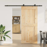 Sliding Door with Hardware Set 100x210 cm Solid Wood Pine 3332723