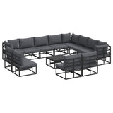 Garden Sofa Set with Cushion 13 pcs Black Aluminium 3378929