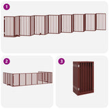 Dog Gate with Door Foldable 15 Panels Brown 750 cm Poplar Wood 3155552