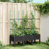 ZNTS Garden Planter with Trellis Black 120x40x142.5 cm PP 367958