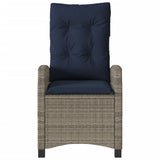 Reclining Garden Chair with Cushions Grey Poly Rattan 365215