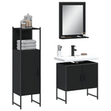 3 Piece Bathroom Cabinet Set Black Engineered Wood 3214344