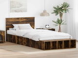 Bed Frame with Shelf Smoked Oak 75 x 190 cm Engineered Wood 3408421