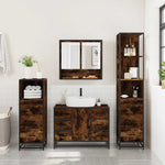 ZNTS 4 Piece Bathroom Furniture Set Smoked Oak Engineered Wood 3301292