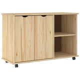 Rolling Cabinet Brown 100 x 39 x 65.5 cm Solid Pine Wood 42032399
