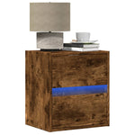 ZNTS Wall-mounted Bedside Cabinet with LED Lights Smoked Oak 3307969
