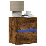 Wall-mounted Bedside Cabinet with LED Lights Smoked Oak 3307969