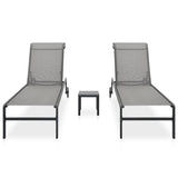 Sun Loungers 2 pcs with Table Textilene and Steel 316828