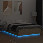 ZNTS Bed Frame with LED without Mattress Sonoma Oak 160x200 cm 3209599