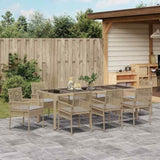 Garden Dining Set 9 pcs Beige Poly rattan 3334885