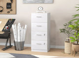 Four-Drawer Lockable Filing Cabinet - White Wood Effect T3398P425001