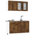 ZNTS 4 Piece Kitchen Cabinet Set Kalmar Smoked Oak Engineered Wood 3314866