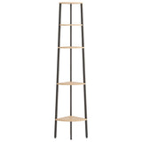 5-Tier Corner Shelf Light Brown and Black 45.5x31.5x180 cm 336394