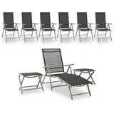 Garden Lounge Set Black and Silver Aluminium, Textilene Medium 3070644