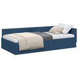 Corner Bed Frame with Headboard Blue 100 cm x 200 cm Velvet 42016058
