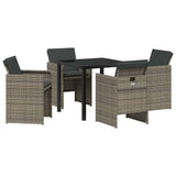 Garden Dining Set with Cushion 5 pcs Grey Poly Rattan 3379948