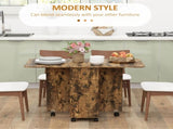 Multi-Storage Six-Person Drop Leaf Dining Table - Rustic Brown T3398P343307