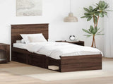 Bed Frame with Headboard Brown Oak 75 x 190 cm Solid Pine Wood 3410669