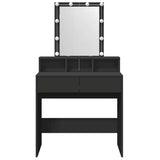 Dressing Table with LED Black 80x41x144.5 cm 848179