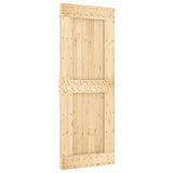 Sliding Door Natural and White 80 x 210 cm Solid Pine Wood 3444938