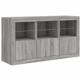 Sideboard with LED Lights Grey Sonoma 123x37x67 cm 3209063