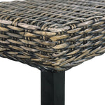 ZNTS Bench 110 cm Black Natural Kubu Rattan and Solid Mango Wood 285790