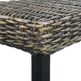 ZNTS Bench 110 cm Black Natural Kubu Rattan and Solid Mango Wood 285790