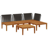 5 pcs Garden Lounge Set with Cushions Solid Acacia Wood & Rope 3407735