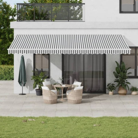ZNTS Manual Retractable Awning with LED Anthracite&White 600x350 cm 3215805